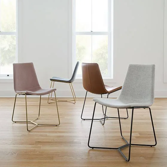 Slope Dining Chair, Basket Slub, Sapphire, Charcoal