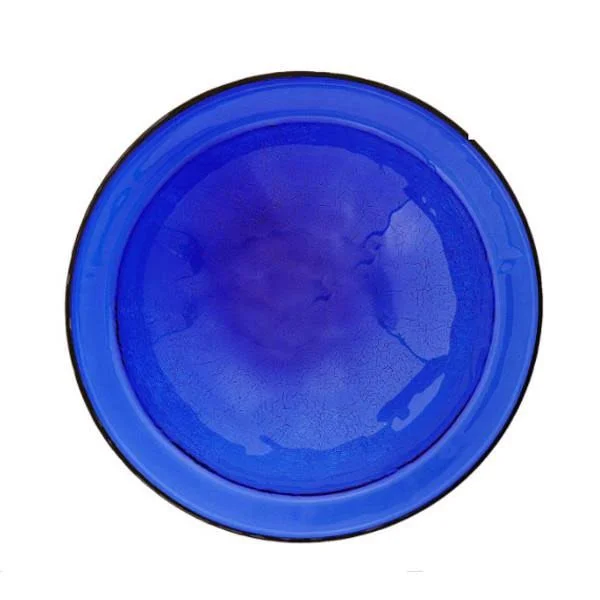12'' Cobalt Blue Crackle Birdbath with Rail Mount Bracket