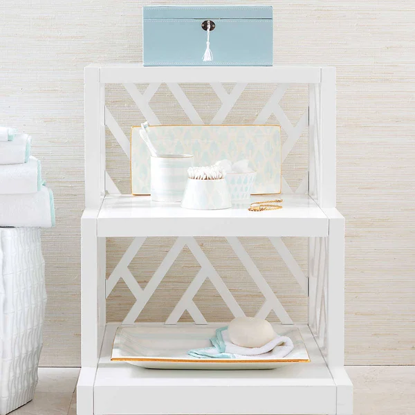 Pine Cone Hill Signature Banded White/Sky Blue Towel Bath Sheet