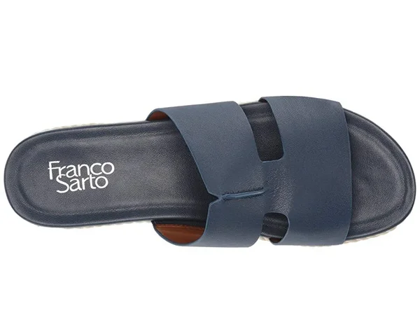 Franco Sarto Women's Kenny Platform Slide, Lapis Blue Bazini Leather