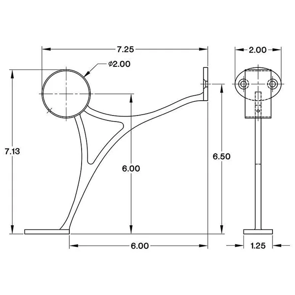 KegWorks Combination Foot Rail Bracket - Satin Brushed Brass - 2x22 OD