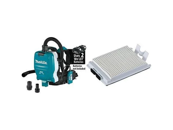 Makita XCV10ZX 18V X2 LXT Lithium-Ion (36V) Brushless Cordless 1/2 Gallon HEPA Filter Backpack Dry Dust Extractor, AWS Capable