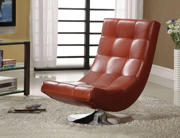 Benzara - Trinidad Contemporary Swivel Chair, Mahogany Red