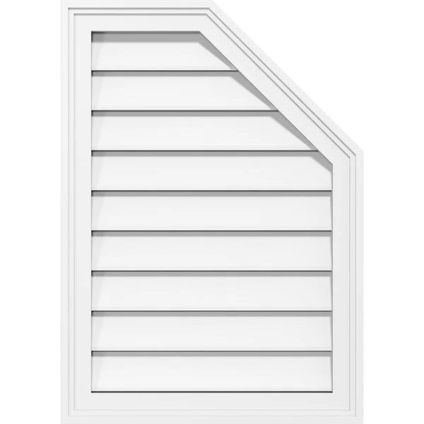 Ekena Millwork GVPOR20X2202SF 20x22W x 22x22H Half Octagon Top Right Surface Mount PVC Gable Vent: Functional, w/ 2x22W x 1-1/2x