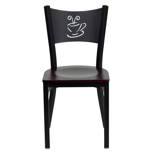 Darby Series Slat Back Mahogany Wood Restaurant Chair - Burgundy Vinyl Seat - Flash Furniture