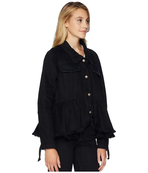 Free People Willow Cotton Denim Jacket - Black M