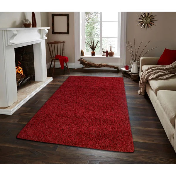 Moon Solid Shag Modern Plush Red Area Rug 5 ft. by 7 ft. - 8& x 10&
