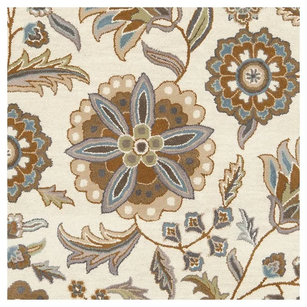 Denim/Aqua (Blue/Blue) Alstonia Botanical Area Rug (4& Square) - Surya