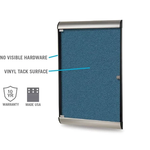 Ghent Silh20477 - 42.13x22x27.75x22 1-Dr Silhouette Encl Bulletin BD - Black Frame, Vinyl Fabric Navy, Blue