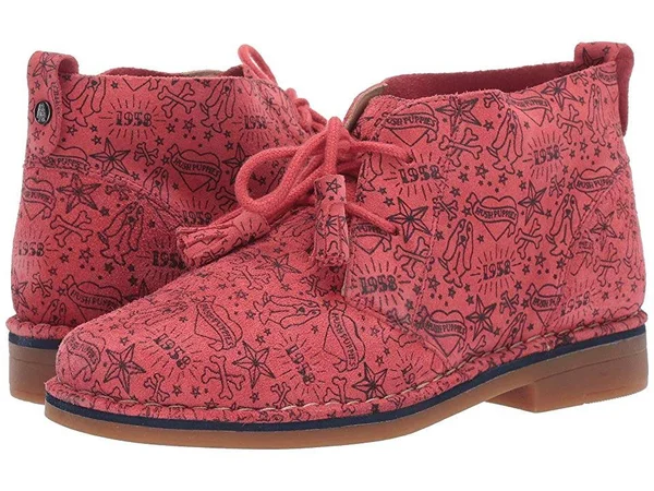 Women's Hush Puppies Cyra Catelyn Poppy Red Print Suede - in Size 5.5