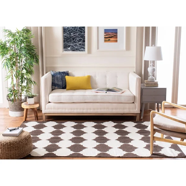 Safavieh 3& x 5& Dhurries DHU624D Navy - Ivory Rug