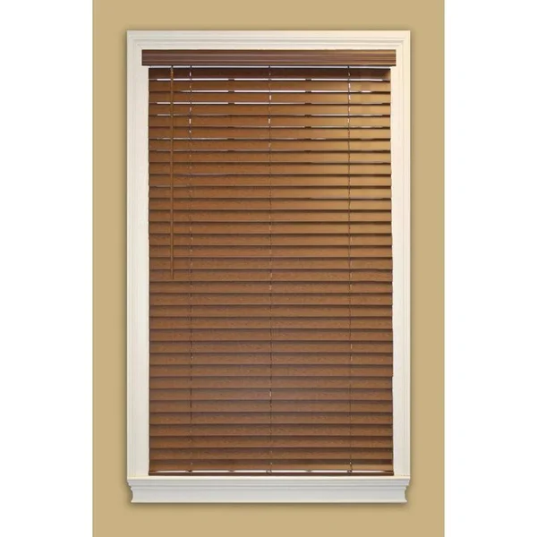 Allen + Roth 2-in Cordless Bark Faux Wood Room Darkening Horizontal Blinds (Common: 40-in x 64-in; Actual: 39.5-in x 64-in) in B