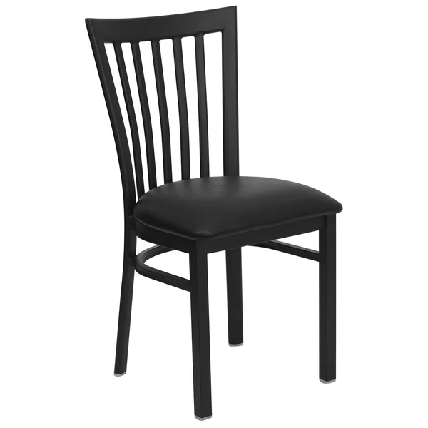 Flash Furniture Hercules School House Back Metal Dining Chair - Black Vinyl