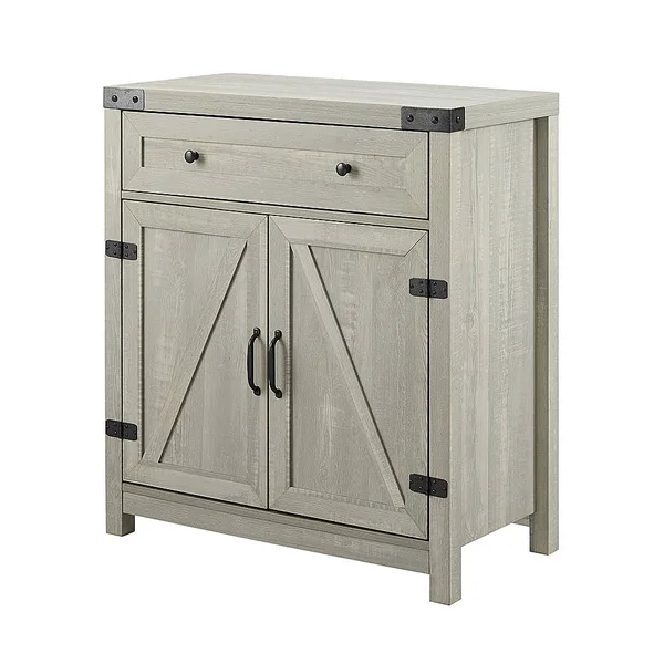 Walker Edison - Farmhouse Barn Door Accent Cabinet - Stone Grey
