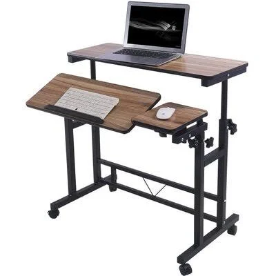 Adjustable Rolling Computer Laptop Desk Table Laptop Stand Inbox Zero Color (Top/Frame): Brown/Black