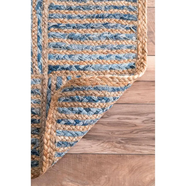 nuLOOM Elva Hand Braided Jute Blue 2& 6x22 x 8& Area Rug