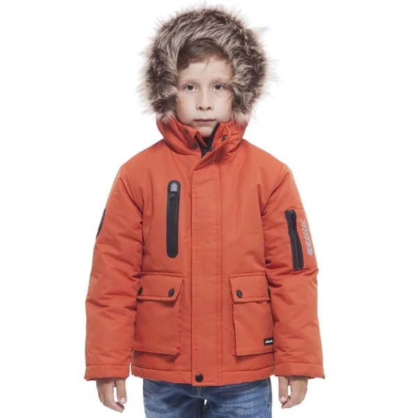 Rokkau0026rolla Boys& Water-Resistant Lined Hooded Thickened Parka Jacket with Removable Faux-Fur Hood Trim Mandarin Orange, Boy
