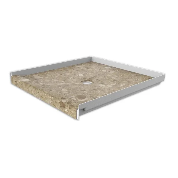 FlexStone Petrafini 36-in W x 36-in L with Center Drain Fiberglass/Plastic Composite Shower Base, FLXSBC3636PF