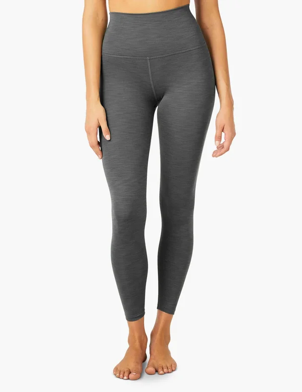 Beyond Yoga Heather Rib High Waisted Midi Legging - Gray - Leggings