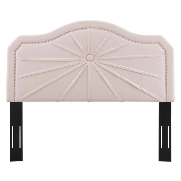 Edmond Pink Velvet Upholstered Full/Queen Size Headboard with Nailhead Trim