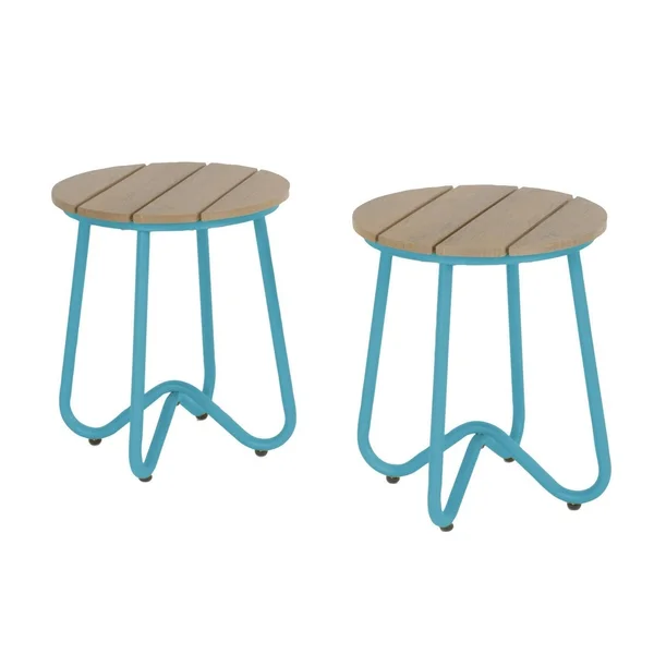 Novogratz Poolside Collection, Bobbi Outdoor Bistro Stools, 2-Pack, Turquoise, Blue