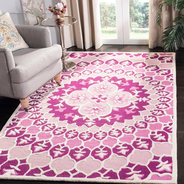 Safavieh 5& x 5& Round Bellagio BLG610A Pink Ivory Rug