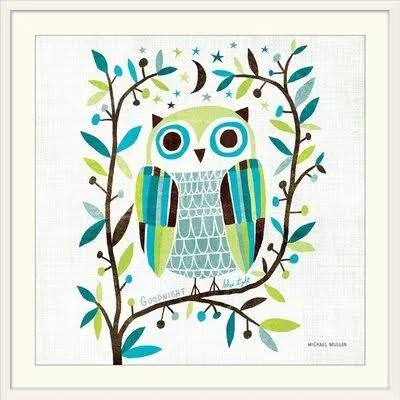 &Night Owl II Square& by Michael Mullan Painting Print Great Big Canvas Format: White Frame - Size: 32x22 H x 32x22 W x 1x22 D