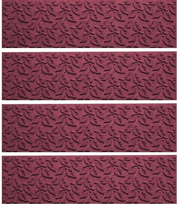 Aqua Shield 8.5 in. x 30 in. Stair Tread Cover Leaf - Slip-Resistant Rubber, Red (Set of 4)