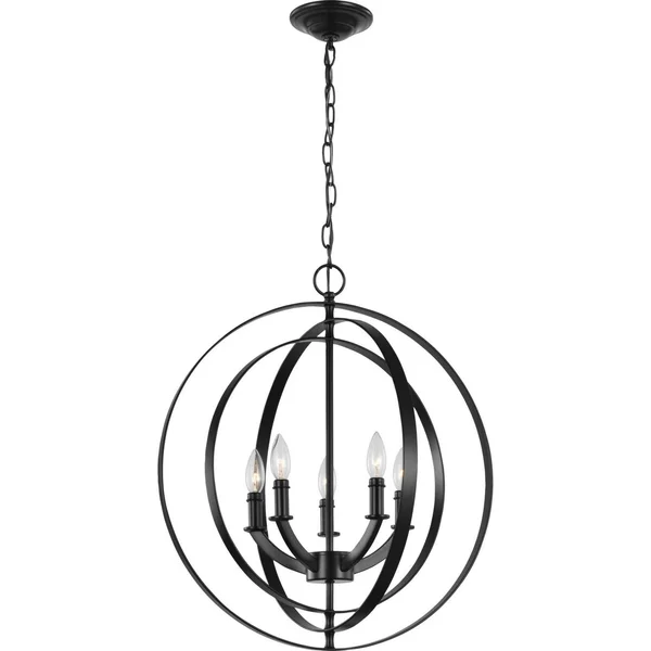 Progress Lighting Equinox Collection Black Five-Light Sphere Pendant (P3841-31)