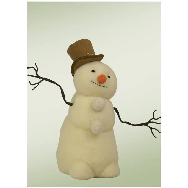 Byers Choice 11.25x22 Cream and Brown Wool Felted Posable Snowman with Top Hat Christmas Figure Decoration