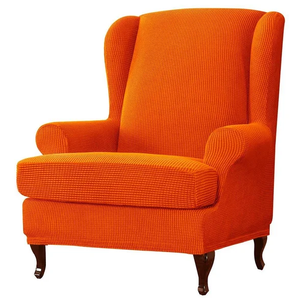 Bridie Wingback Chair Slipcover - Subrtex Standard - Orange Plaid
