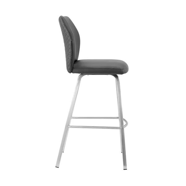 30x22 Tandy Counter Height Barstool with Gray Faux Leather Brushed Stainless Steel - Armen Living