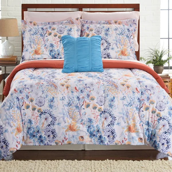 8 Piece Printed Reversible Complete Bed Set Giverny Full