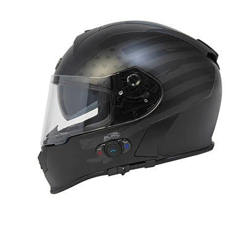 TORC T14B Bluetooth Integrated Mako Full Face Helmet Flat Black Flag - Large