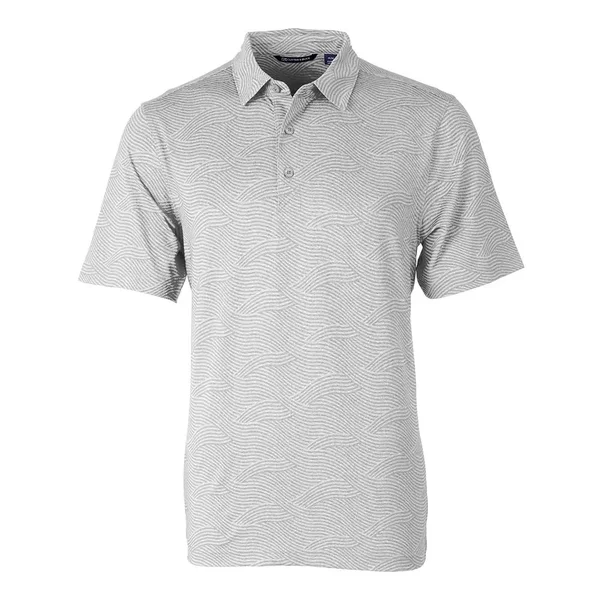 Cutter & Buck Men's Forge Heather Wave Print Polo Size MD, Polished Heather