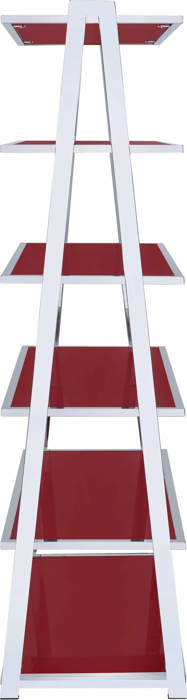 Acme Furniture Coleen Bookshelf - Red High Gloss & Chrome
