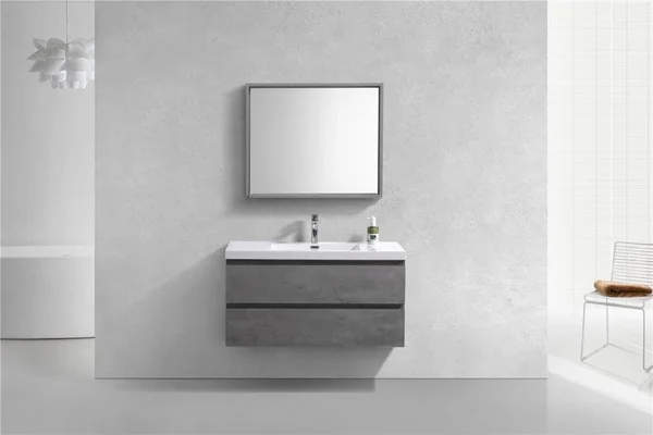 Moreno Bath Moreno Bohemia 42-in Cement Gray Single Sink Bathroom Vanity with Pure White Acrylic Top, MOB42-CG