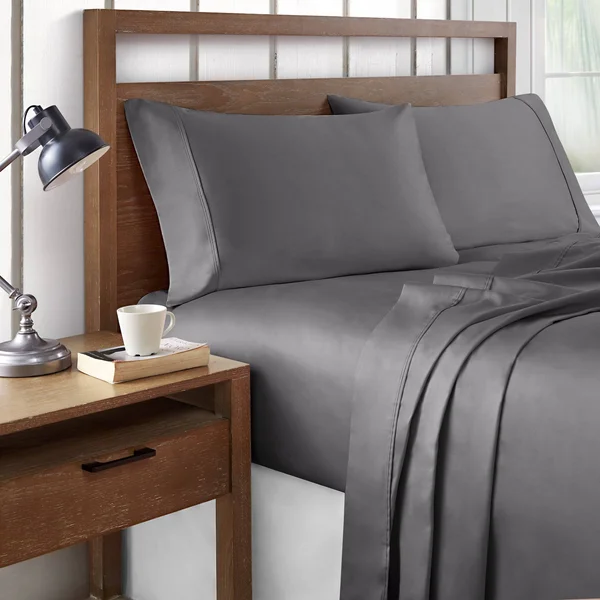Brielle Home Viscose from Bamboo Sheet Set, Queen - Charcoal