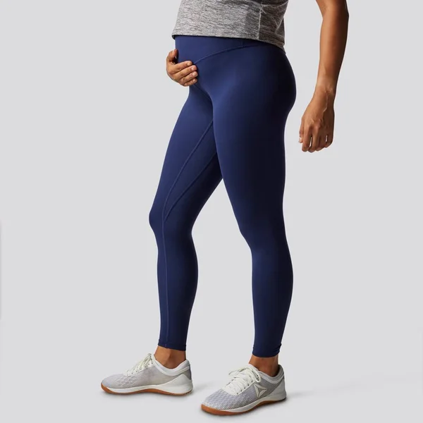 Born Primitive Navy Maternity Leggings - Women's Maternity Workout Tights, Fitness Apparel, Medium