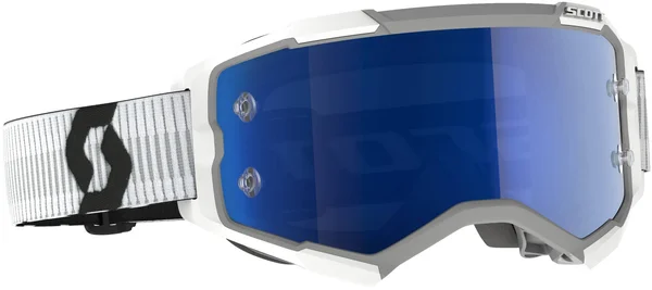 Scott Fury Chrome White/Blue Motocross Goggles - White-Blue