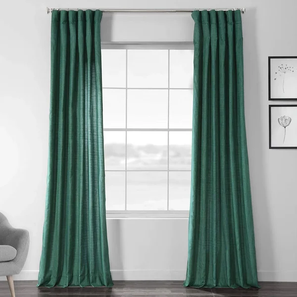 Exclusive Fabrics Faux Dupioni Shantung Silk Curtain, Size: 50 x 96, Green