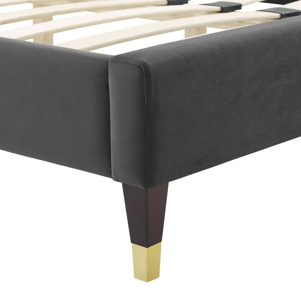 Alexandria Tufted Performance Velvet Twin Platform Bed - Charcoal