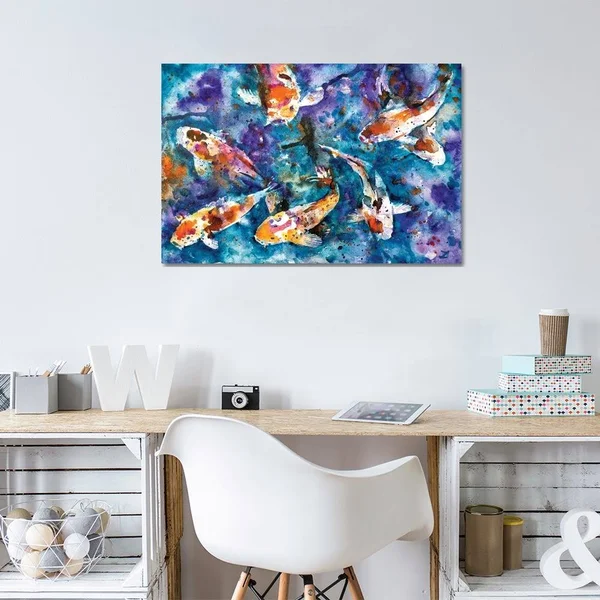 Koi Impression Canvas Artwork Print by Zaira Dzhaubaeva ( Animal Art > Sea Life > Fish > Koi Fish Art art)