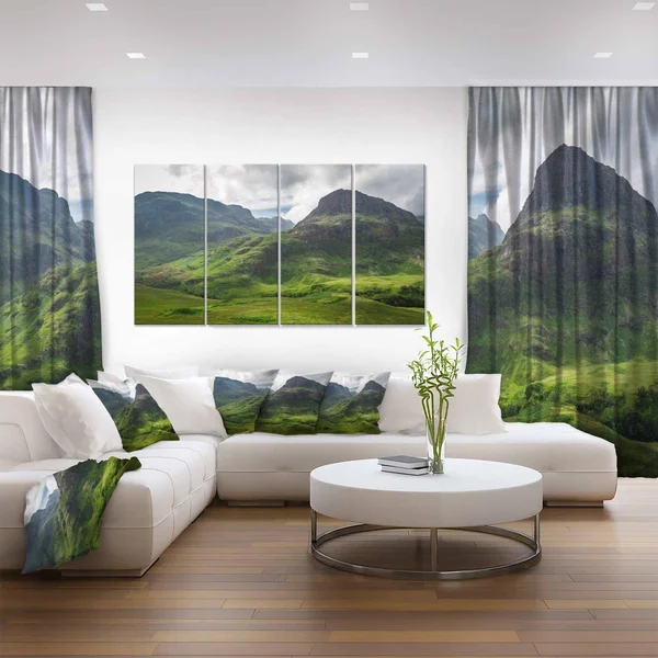 Designart - Summer in Scotland - 4 Panels Landscape Photo Canvas Print
