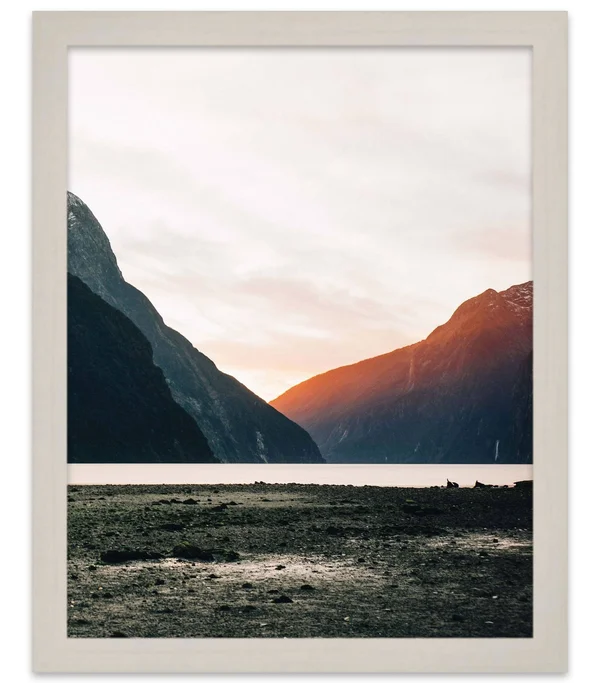 CustomPictureFrames.com 37x24 White Wash Wood Picture Frame - with Acrylic Front and Foam Board Backing