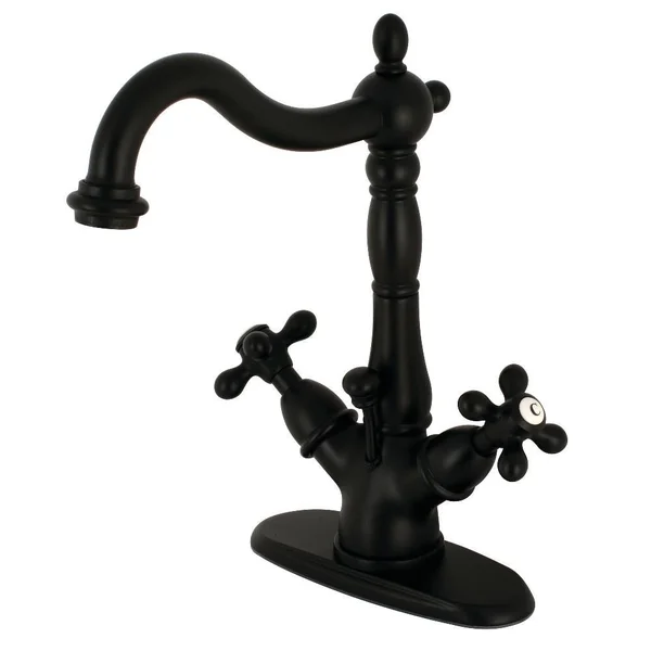 Kingston Brass Heritage Two Handle Mono Deck Lavatory Faucet with Brass Pop-Up &