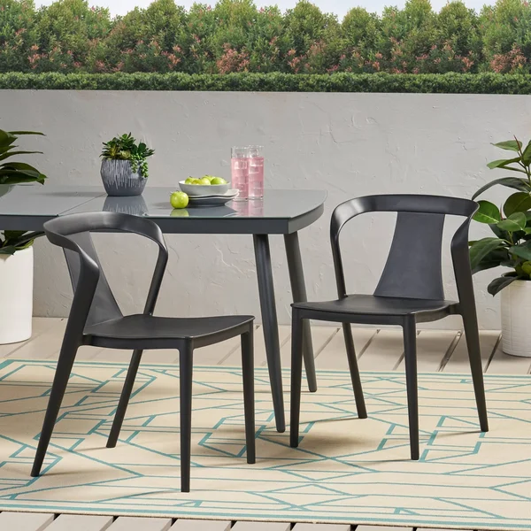 Orchid Outdoor Stacking Dining Chair (Set of 2) by Christopher Knight Home - 21.50x22 W x 19.50x22 D x 30.50x22 H - White