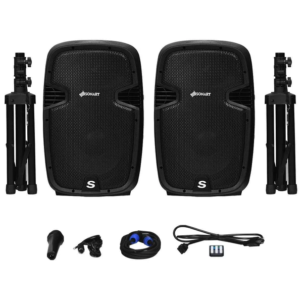 12x22 Dual 2-Way 1600 W Powered PA Speaker System