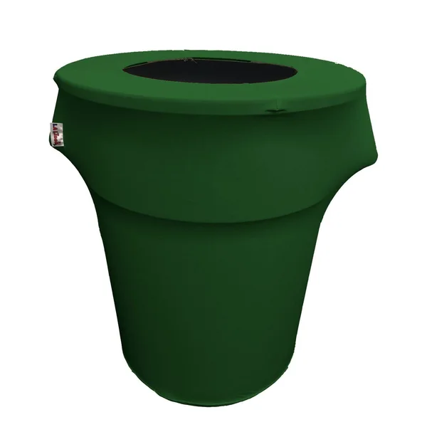 La Linen Stretch Spandex Trash Can Cover 55 gal. Round, Emerald Green