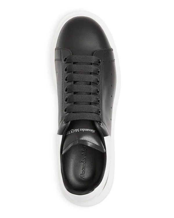 Alexander McQueen Men's Oversized-Sole Leather Sneakers - Black Size 10 M